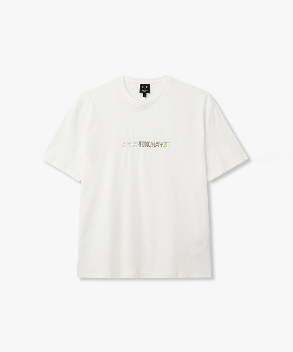 아르마니 익스체인지(ARMANI EXCHANGE) 남성 그라데이션 로고 자수 티셔츠 _오프 화이트_A416130027