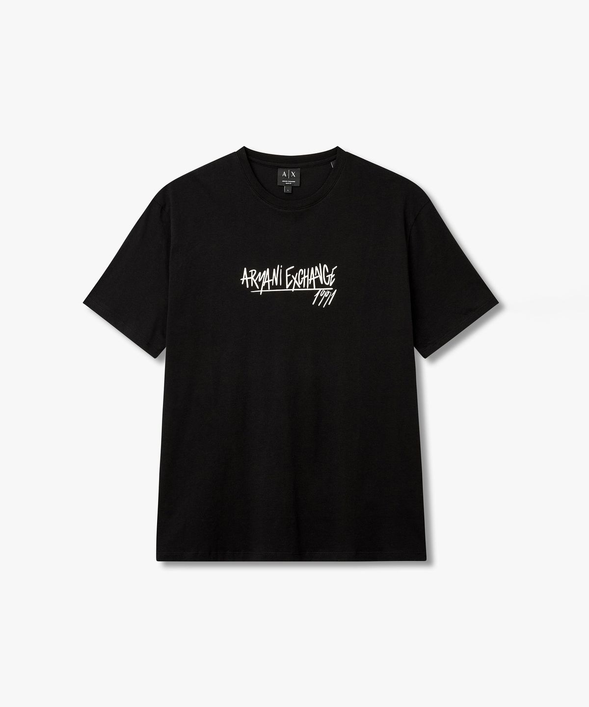 아르마니 익스체인지(ARMANI EXCHANGE) 남성 스크립트 로고 티셔츠 _블랙_A416130909