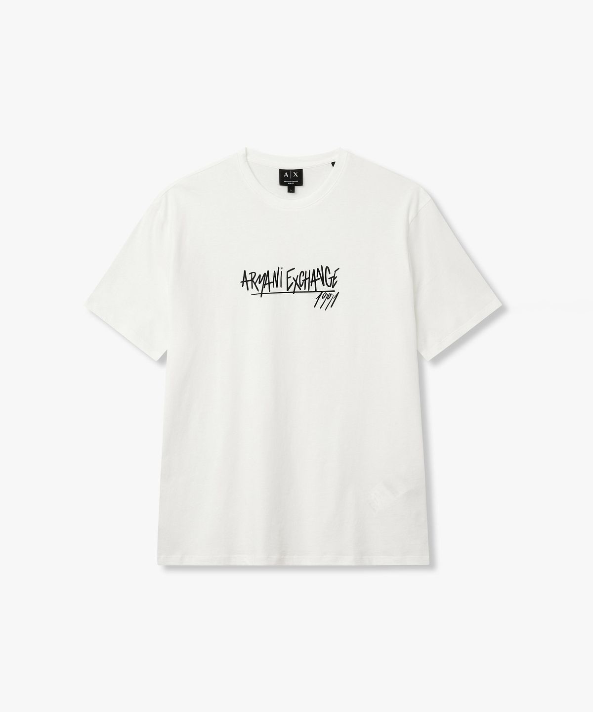 아르마니 익스체인지(ARMANI EXCHANGE) 남성 스크립트 로고 티셔츠 _오프 화이트_A416130908
