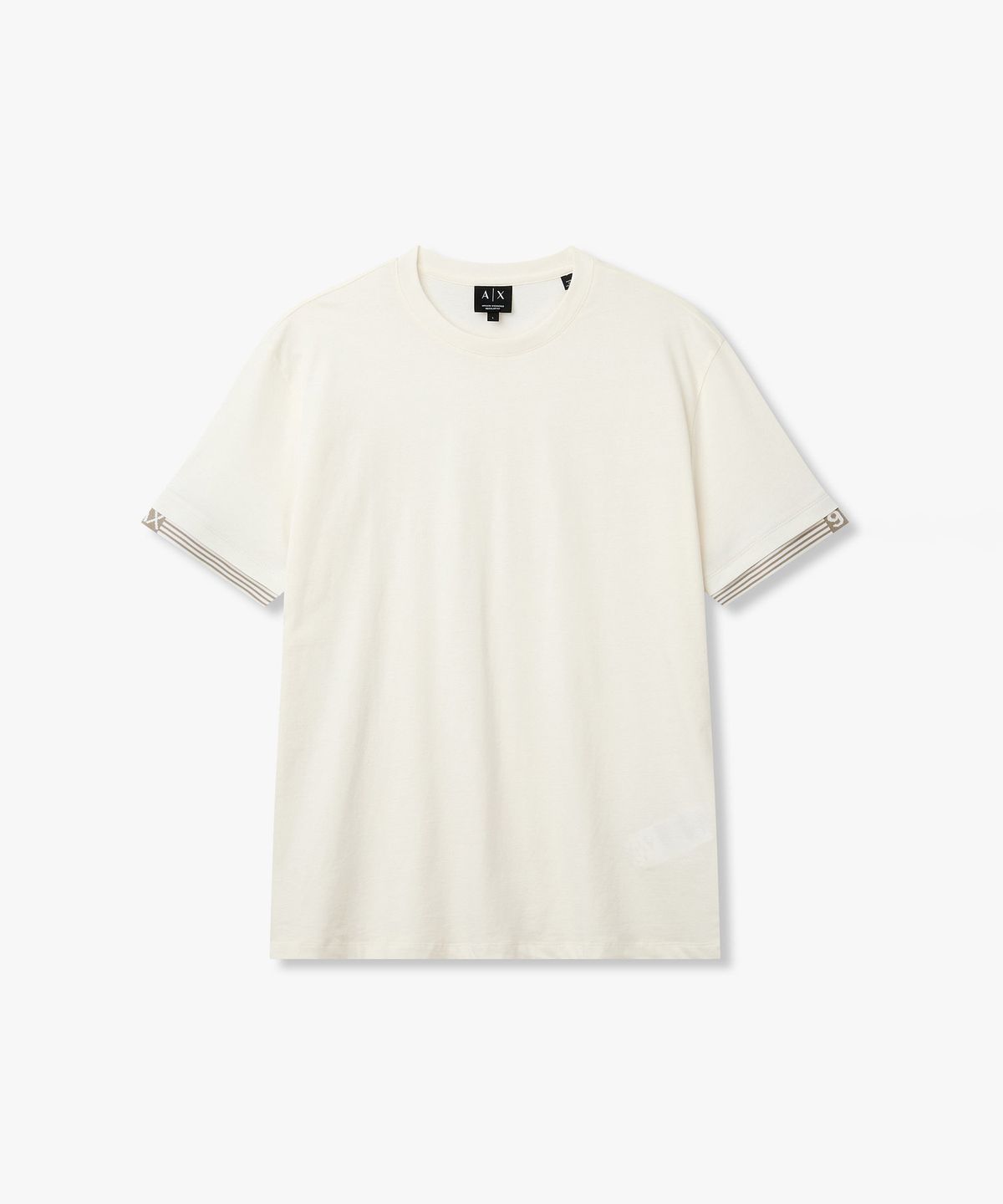 아르마니 익스체인지(ARMANI EXCHANGE) 남성 스트라이프 트리밍 티셔츠 _크림_A416130036