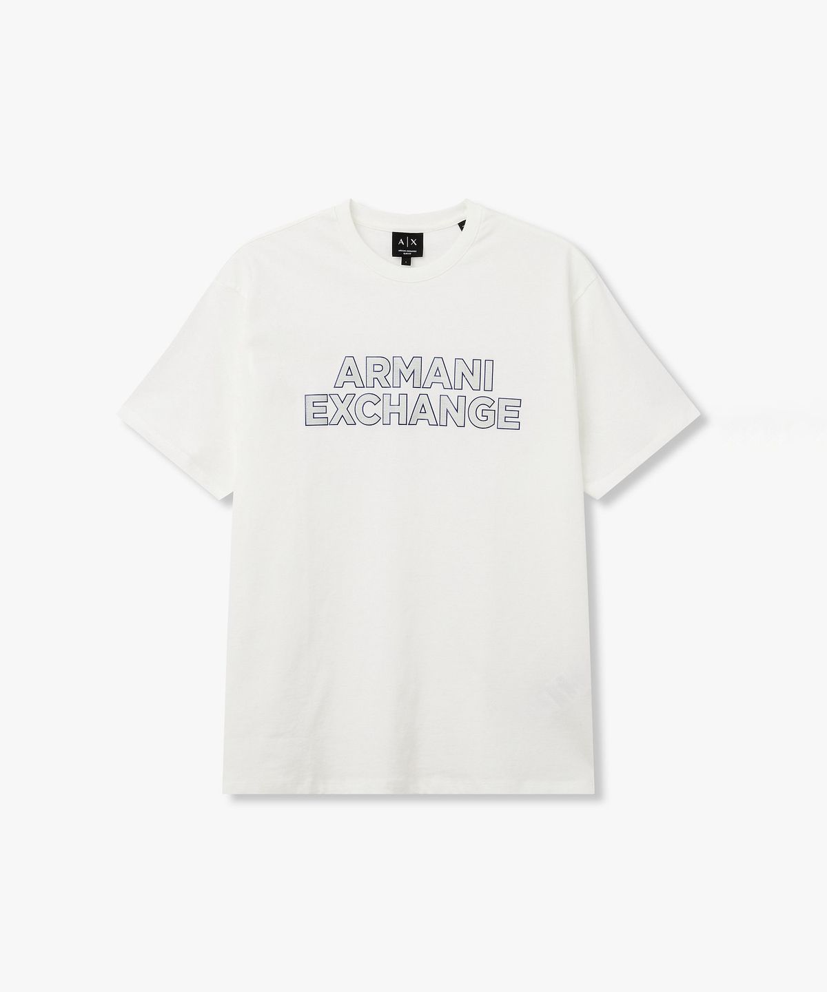 아르마니 익스체인지(ARMANI EXCHANGE) 남성 브러시 로고 패치 티셔츠 _오프 화이트_A416130008