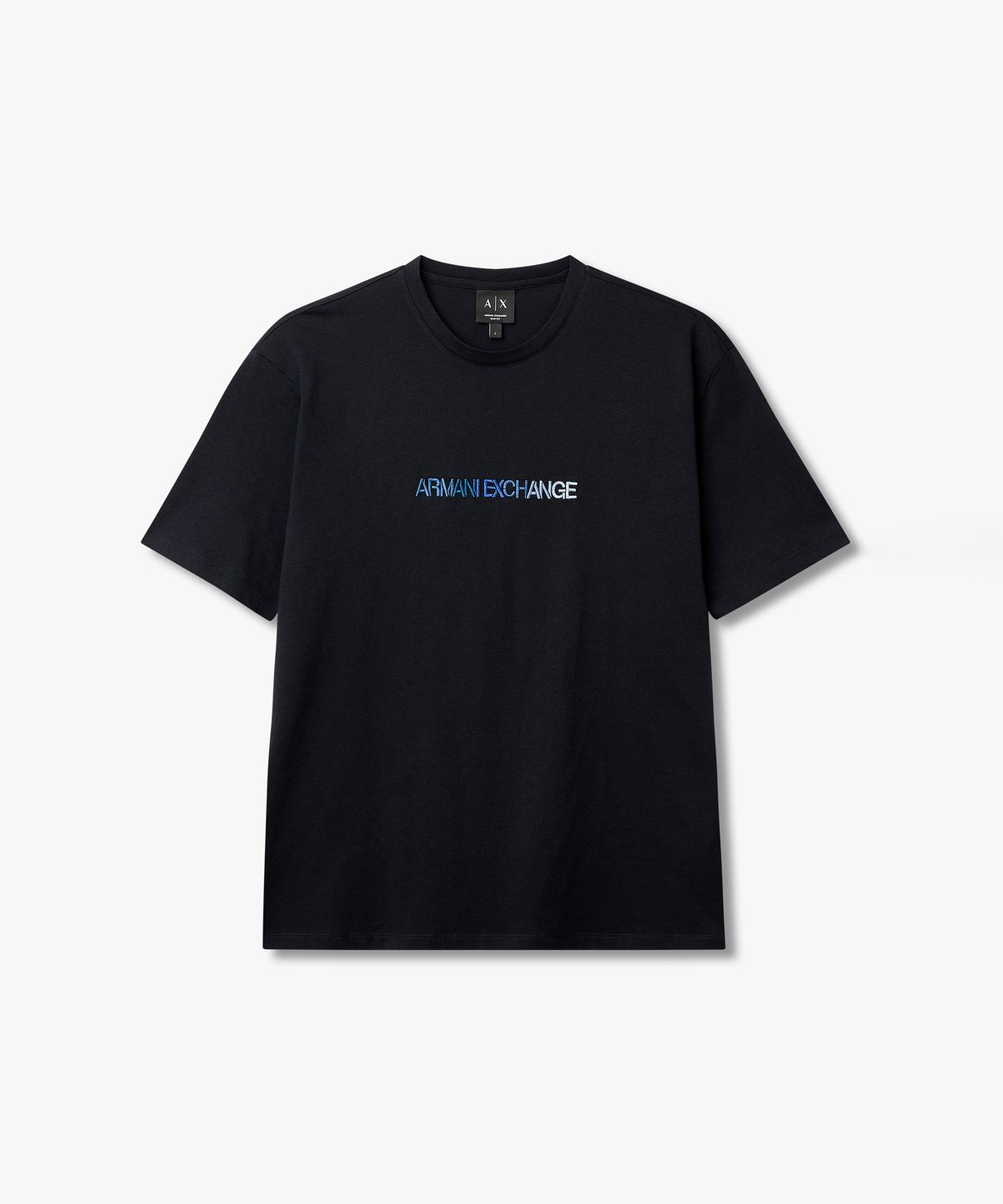 아르마니 익스체인지(ARMANI EXCHANGE) 남성 그라데이션 로고 자수 티셔츠 _다크 네이비_A416130028