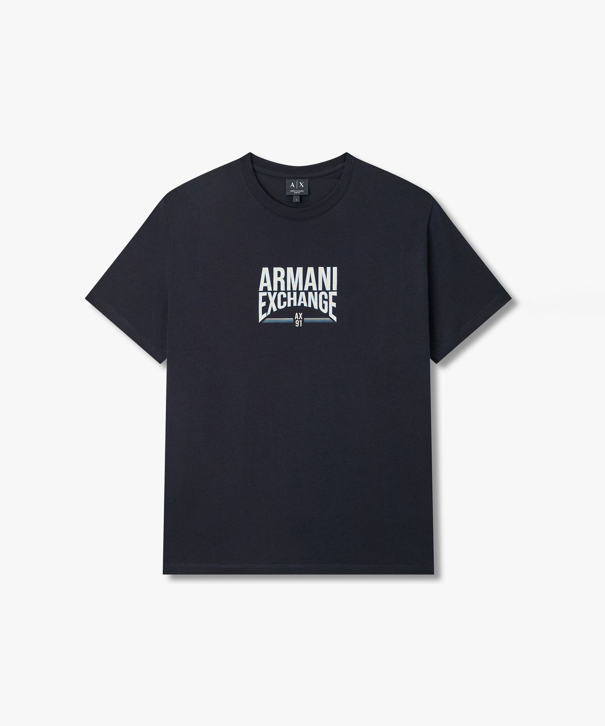 아르마니 익스체인지(ARMANI EXCHANGE) 남성 로고 프린트 슬림 핏 티셔츠 _다크 네이비_A416130035