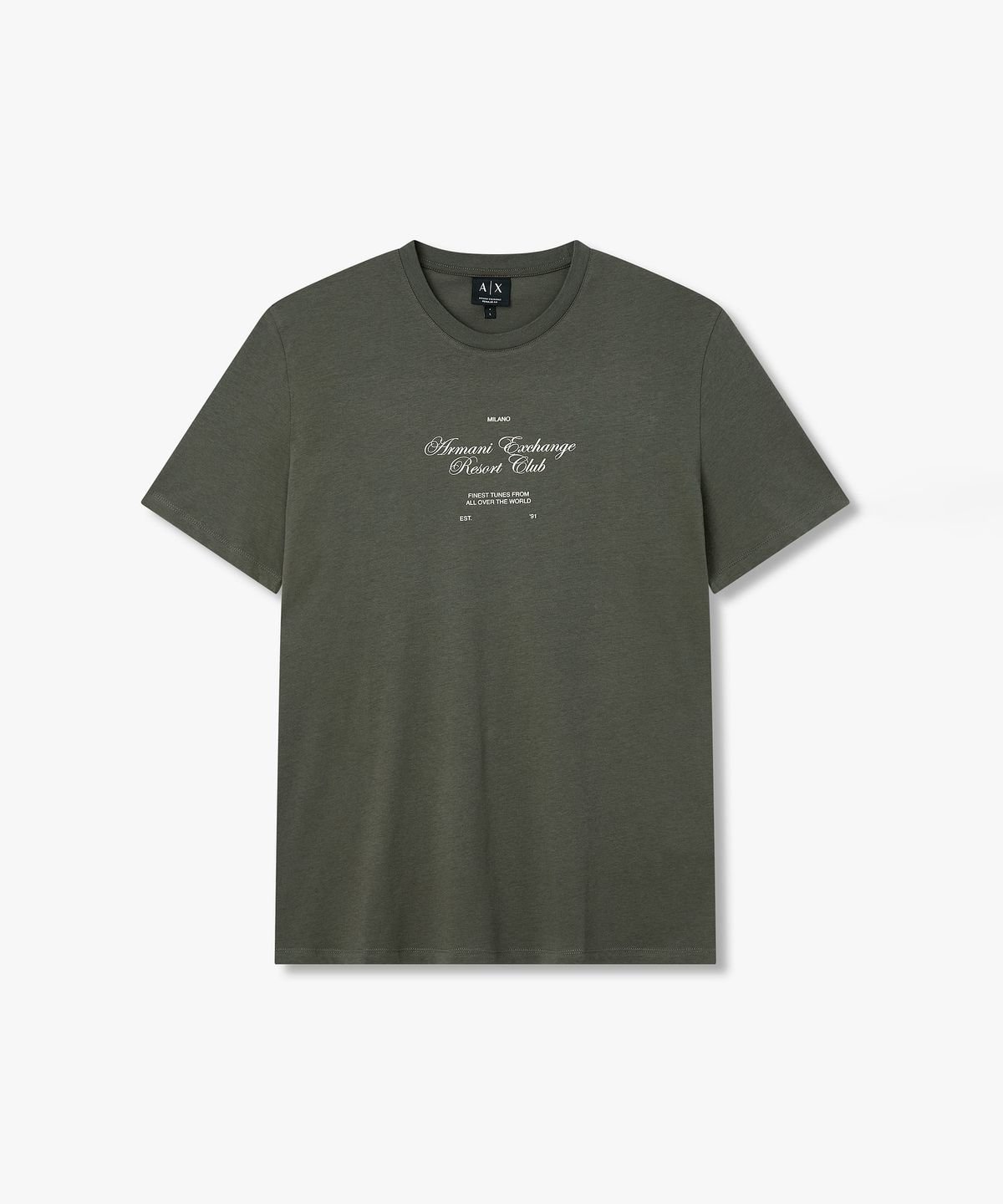 아르마니 익스체인지(ARMANI EXCHANGE) 남성 시그니처 로고 티셔츠 _다크 그린_A416130042