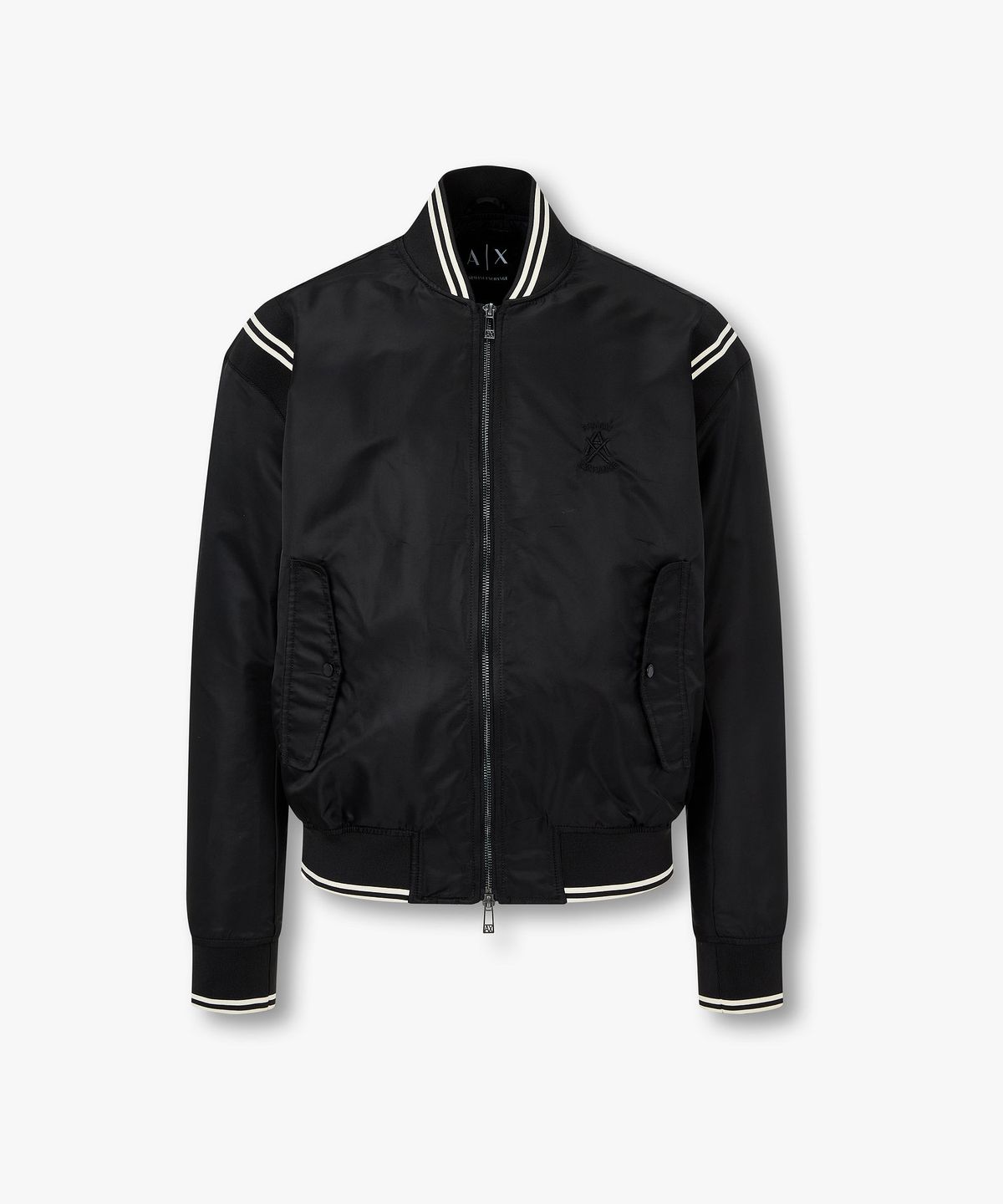 아르마니 익스체인지(ARMANI EXCHANGE) 남성 스트라이프 시보리 블루종 자켓 _블랙_A416110008