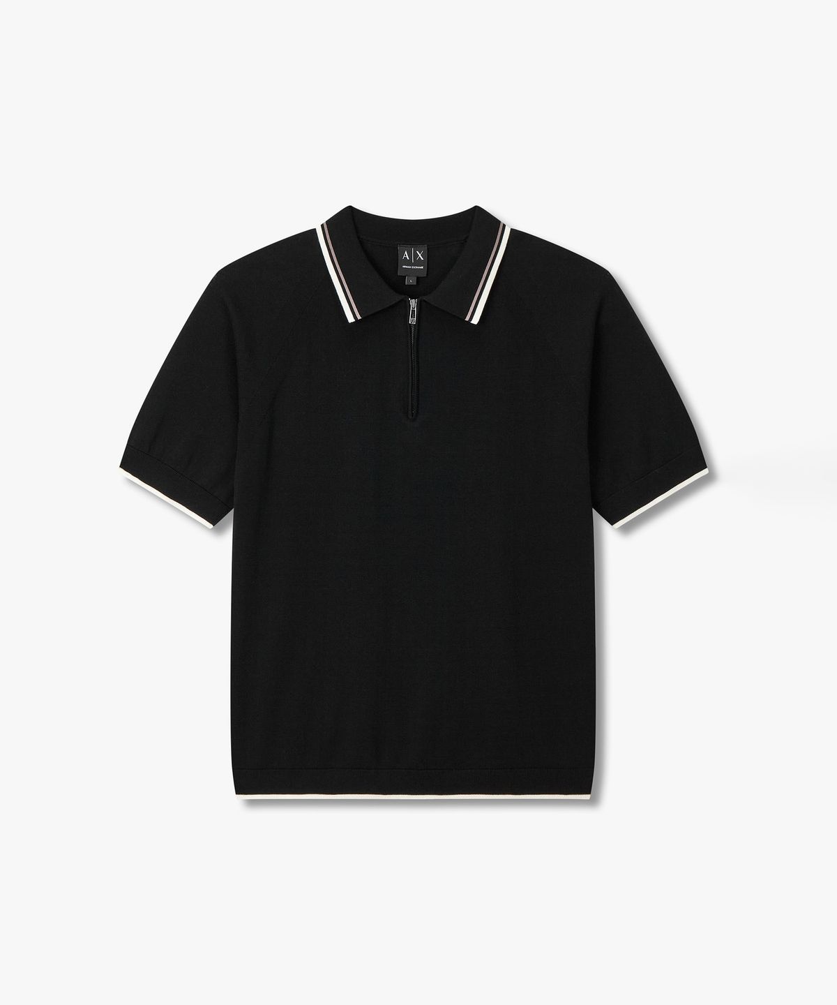 아르마니 익스체인지(ARMANI EXCHANGE) 남성 하프 지퍼 넥 폴로 니트 _블랙_A416132002