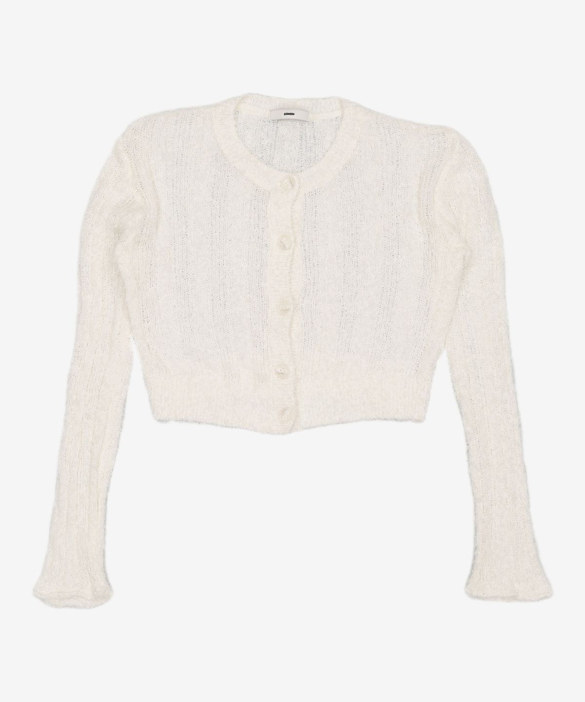 에트몽(ETMON) Tail Yarn Ribbed Knit Cardigan, Ivory F