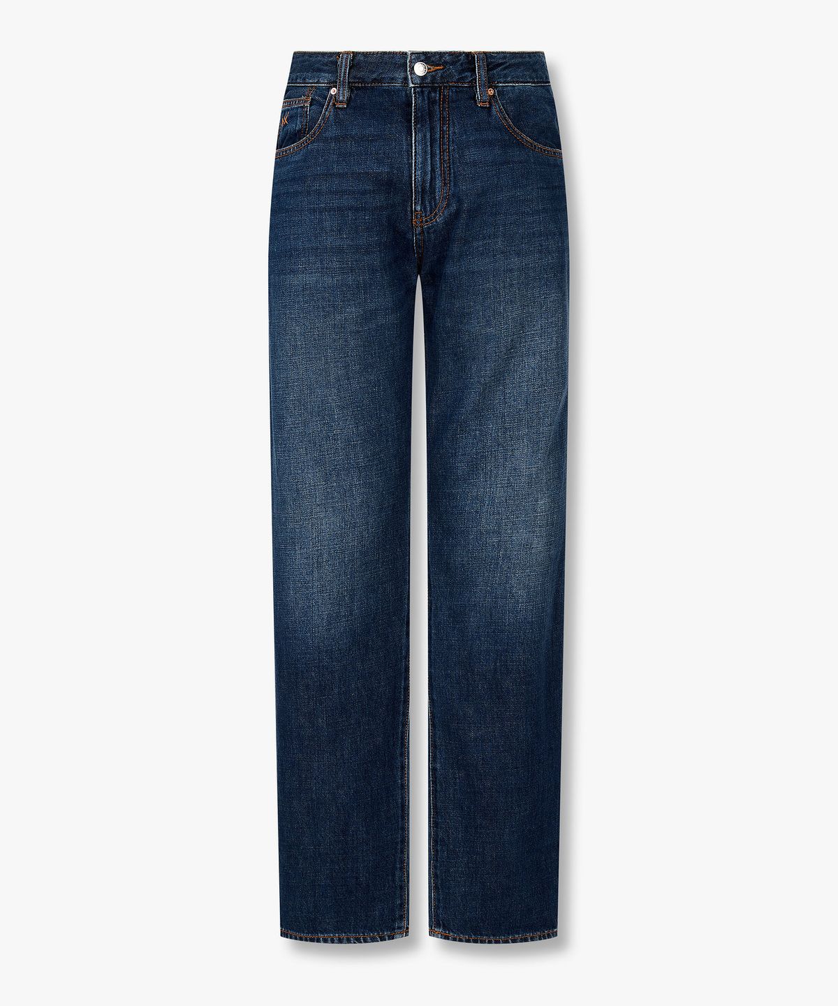 아르마니 익스체인지(ARMANI EXCHANGE) 남성 백 로고 패치 스트레이트 진 _다크 블루_A416140006