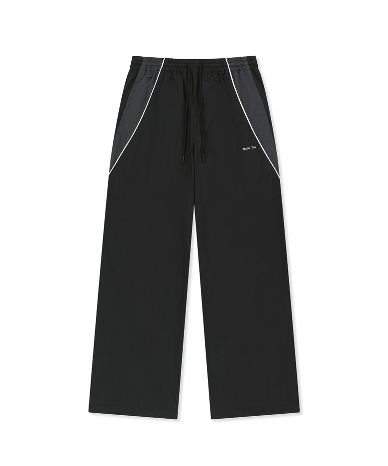 TONAL CONTRAST TRACK PANTS IN BLACK