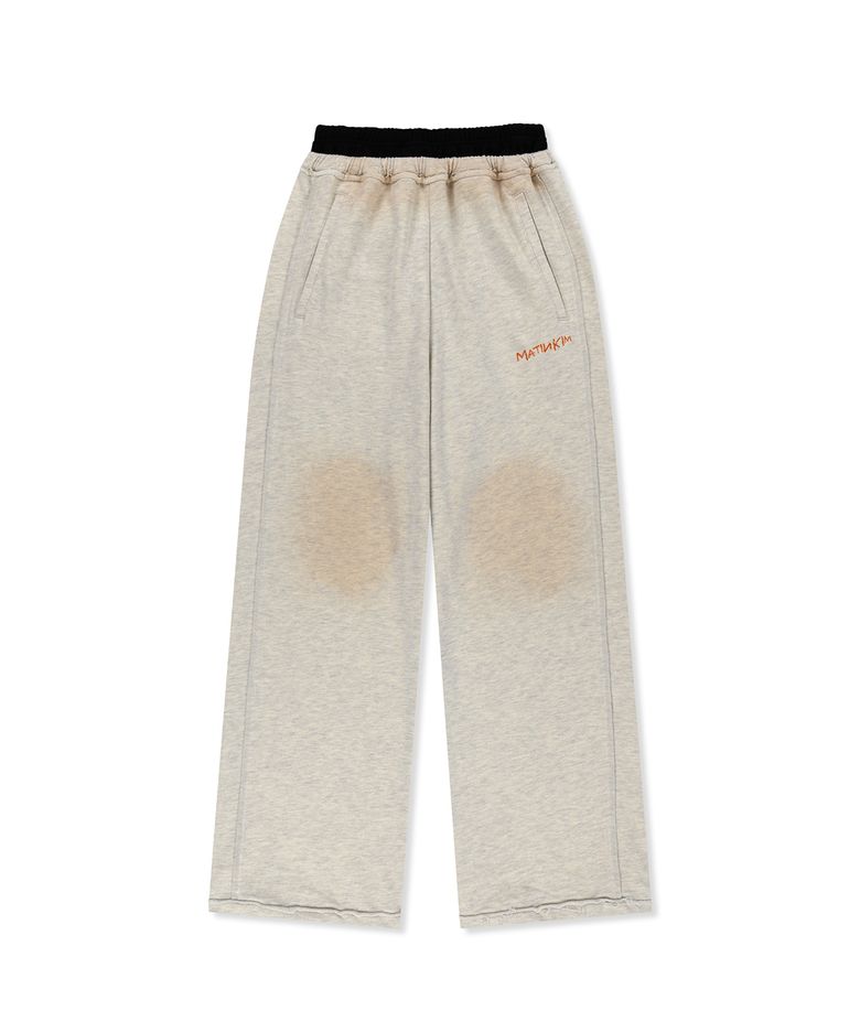 VINTAGE WASHED COLOR CONTRAST SWEATPANTS IN LIGHT BEIGE