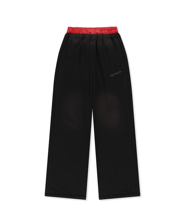 VINTAGE WASHED COLOR CONTRAST SWEATPANTS IN BLACK