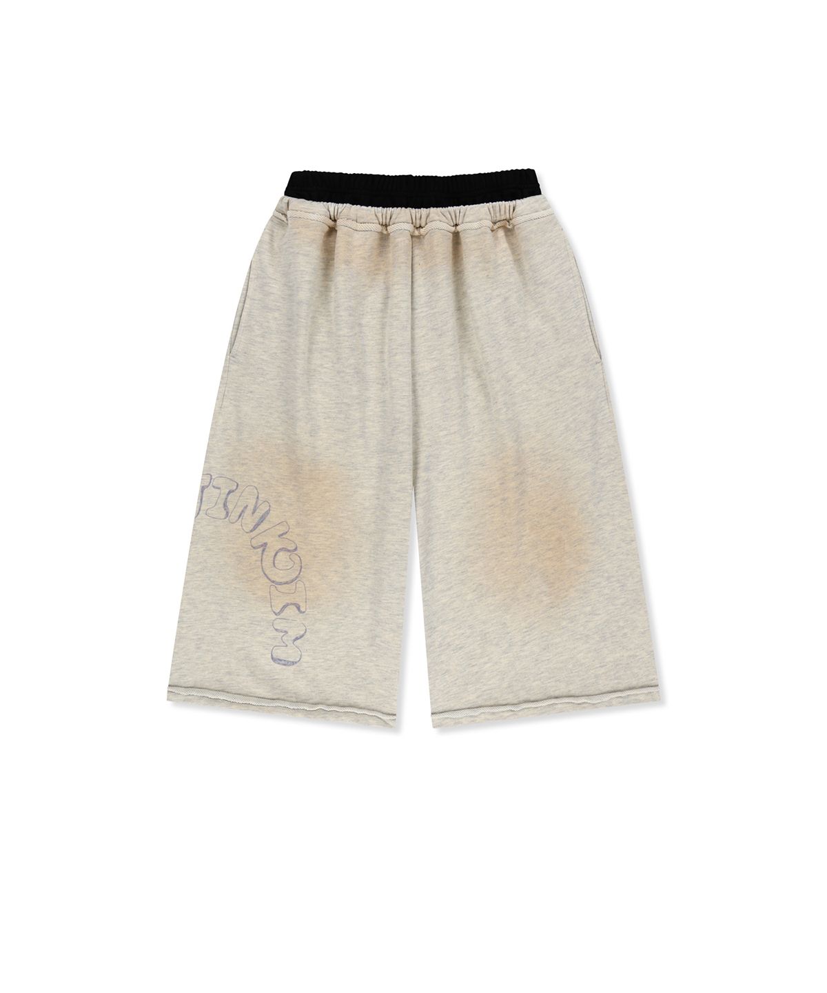 마뗑킴(MATIN KIM) VINTAGE WASHED COLOR CONTRAST BERMUDA SWEATPANTS IN LIGHT BEIGE