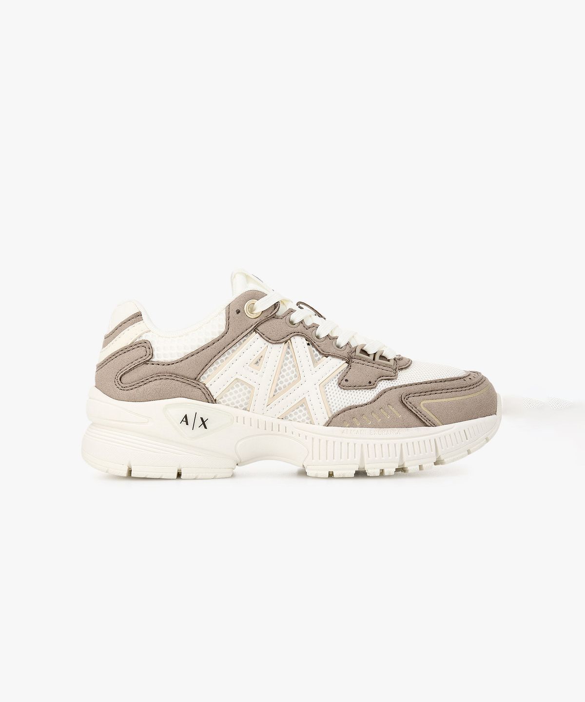 아르마니 익스체인지(ARMANI EXCHANGE) 여성 메쉬 패널 청키 스니커즈 _다크 베이지_A426175503