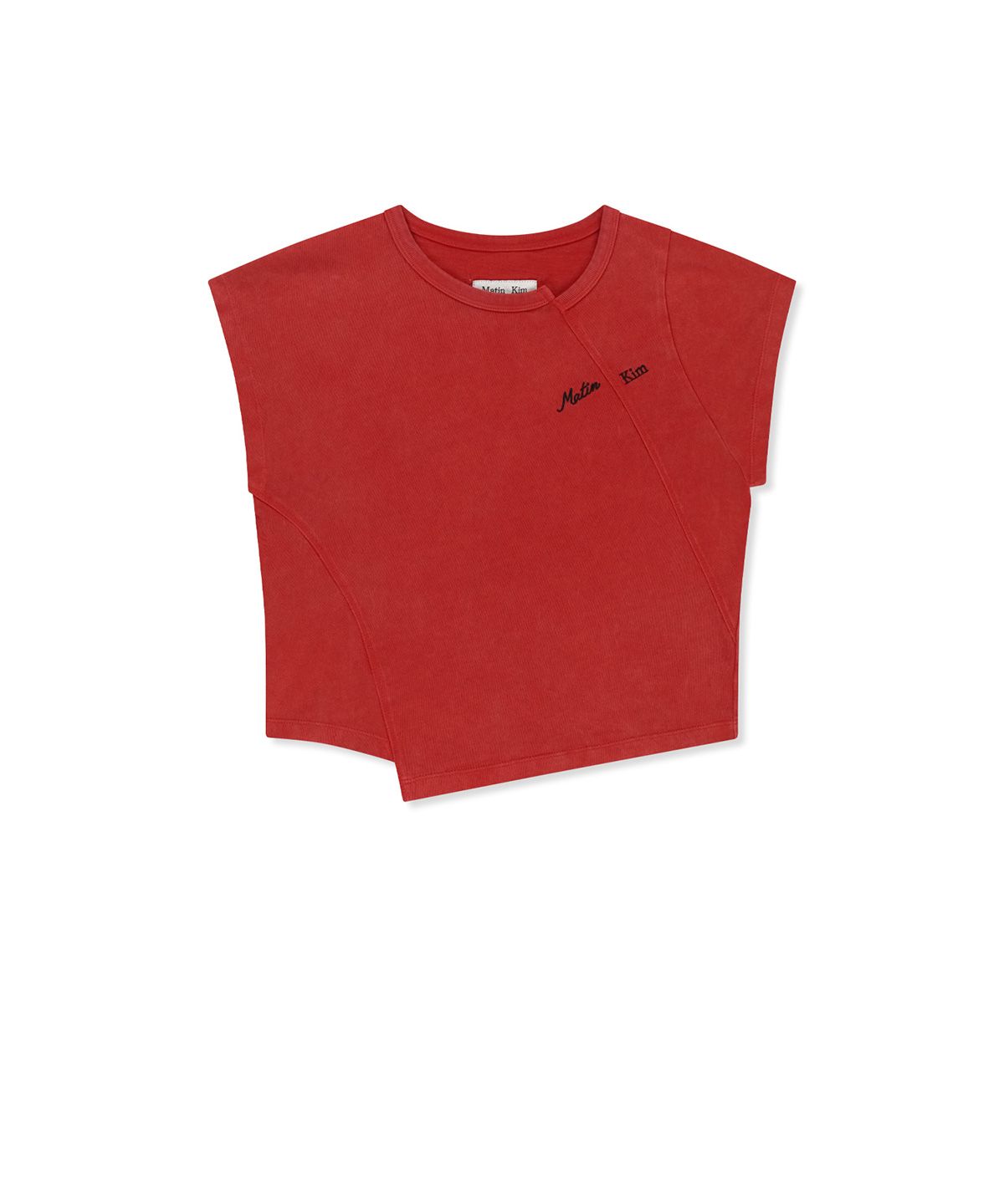 마뗑킴(MATIN KIM) CURVED CUT SLIM TOP IN RED