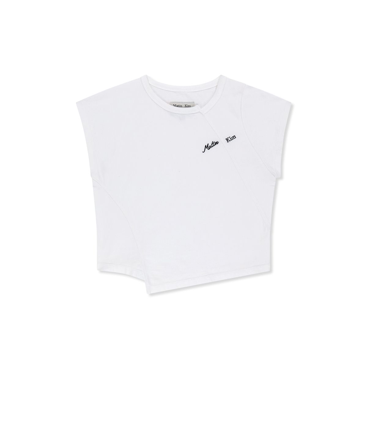 마뗑킴(MATIN KIM) CURVED CUT SLIM TOP IN IVORY