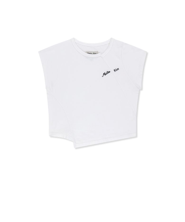 CURVED CUT SLIM TOP IN IVORY