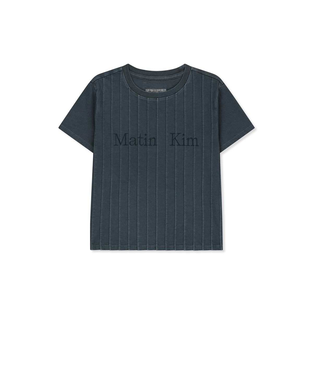 마뗑킴(MATIN KIM) WASHED LOGO FULL PINTUCK TOP IN SMOKE BLUE