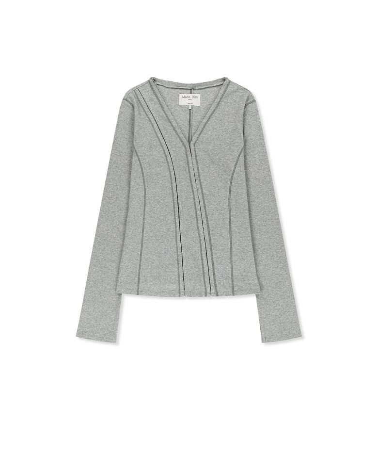 MULTI STYLING HOOK DETAIL SLIM TOP IN GREY
