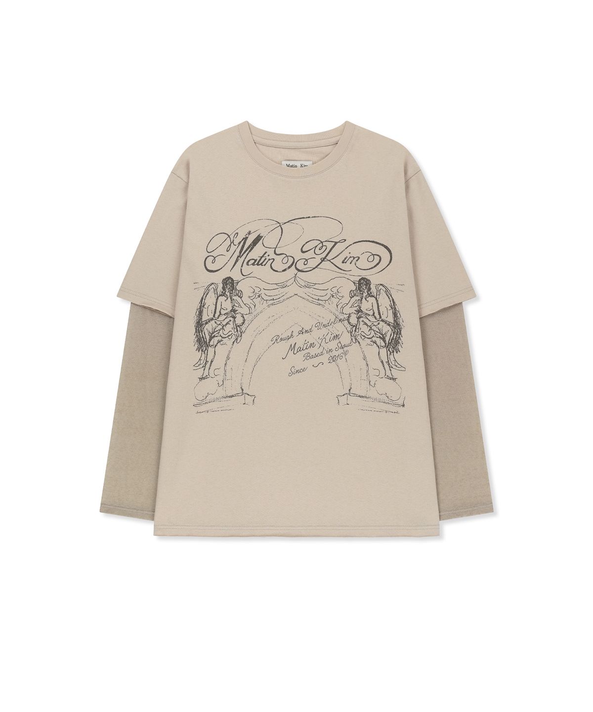 마뗑킴(MATIN KIM) GRAFFITI ARTWORK LAYERED TOP IN BEIGE
