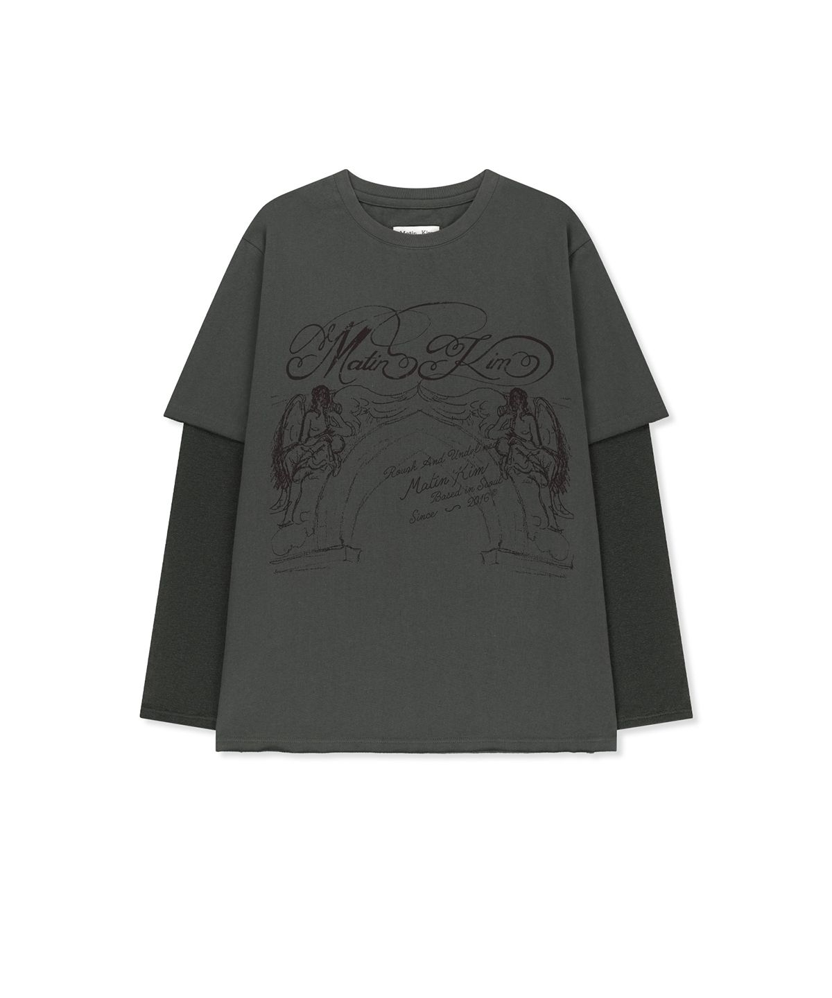마뗑킴(MATIN KIM) GRAFFITI ARTWORK LAYERED TOP IN CHARCOAL