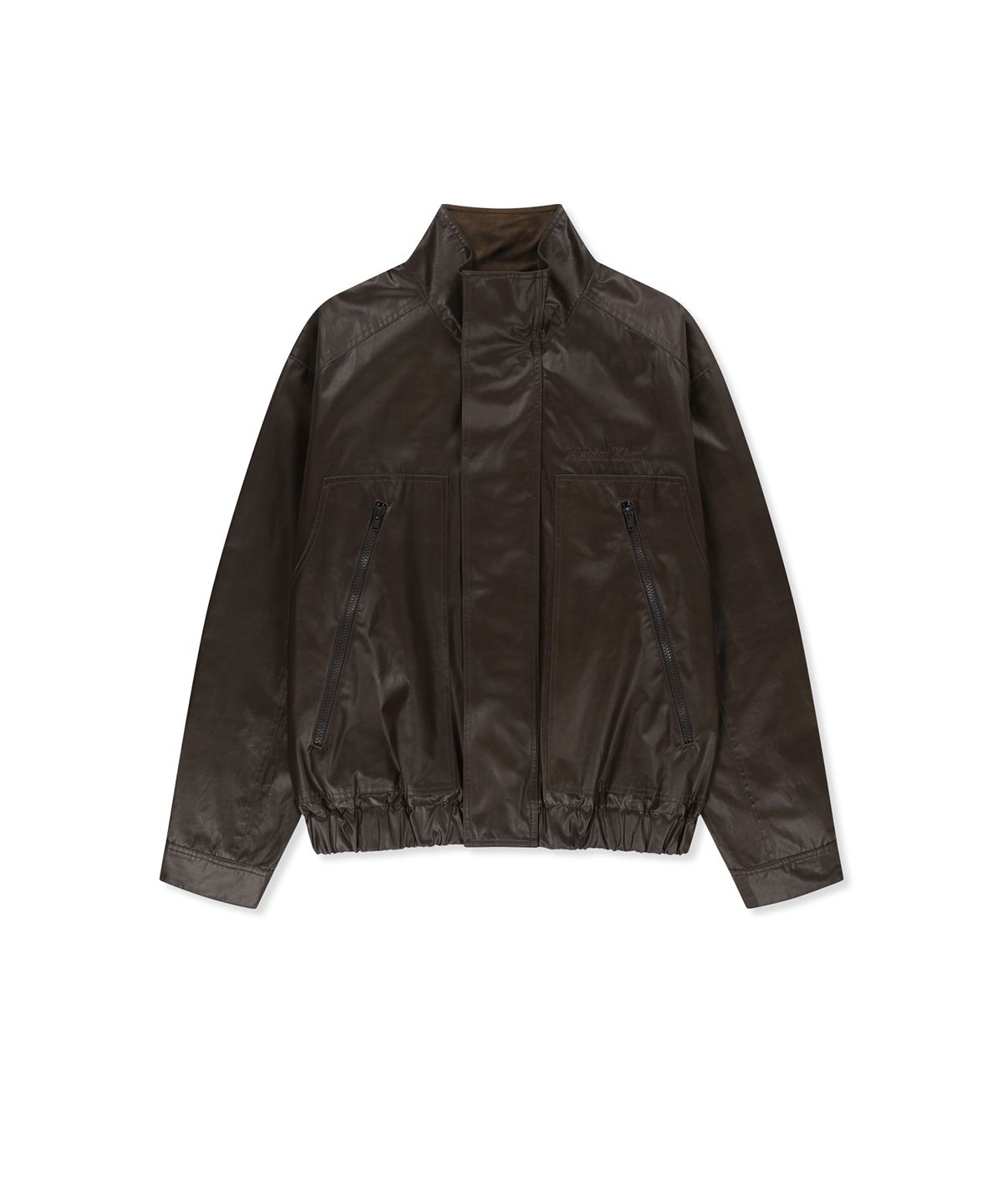 마뗑킴(MATIN KIM) WAXED HIGH NECK JUMPER IN BROWN