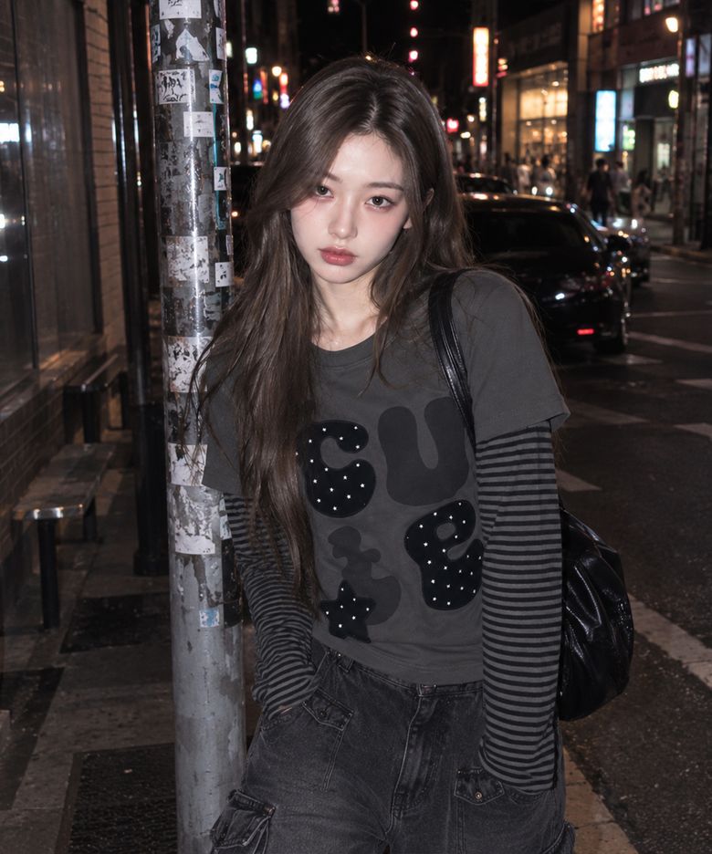저스트 큐트 레이어드 긴팔티(2color)