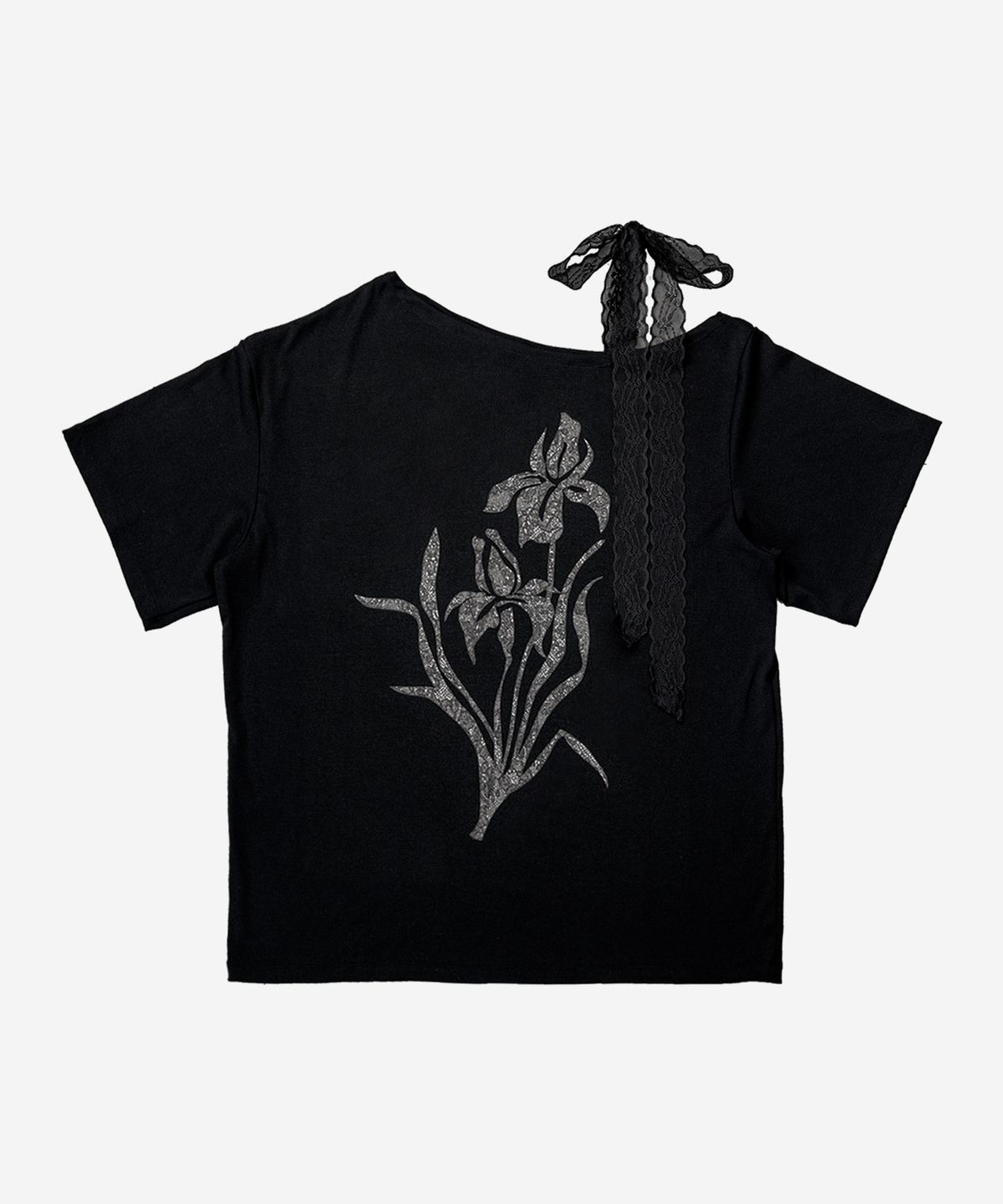 달링유어배드(DARLING, YOU'RE BAD) Iris Lace Ribbon Tee #Black(黑)