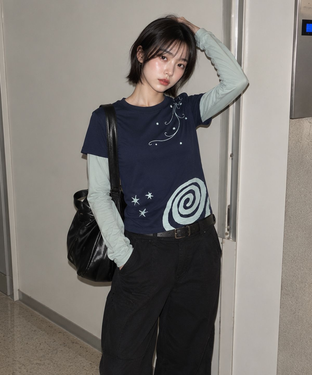 케이케이이이이(KKEEE) 러블리 나이트 레이어드 긴팔티(2color)
