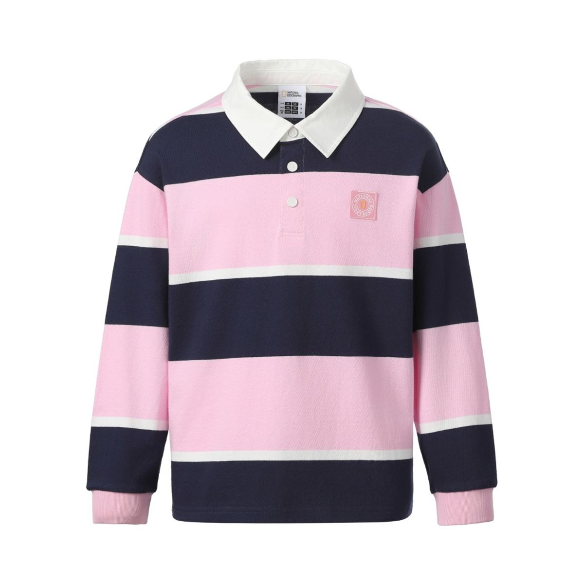 내셔널지오그래픽 키즈(NATIONAL GEOGRAPHIC KIDS) K263UTS950 스트라이프 카라 티셔츠 PINK