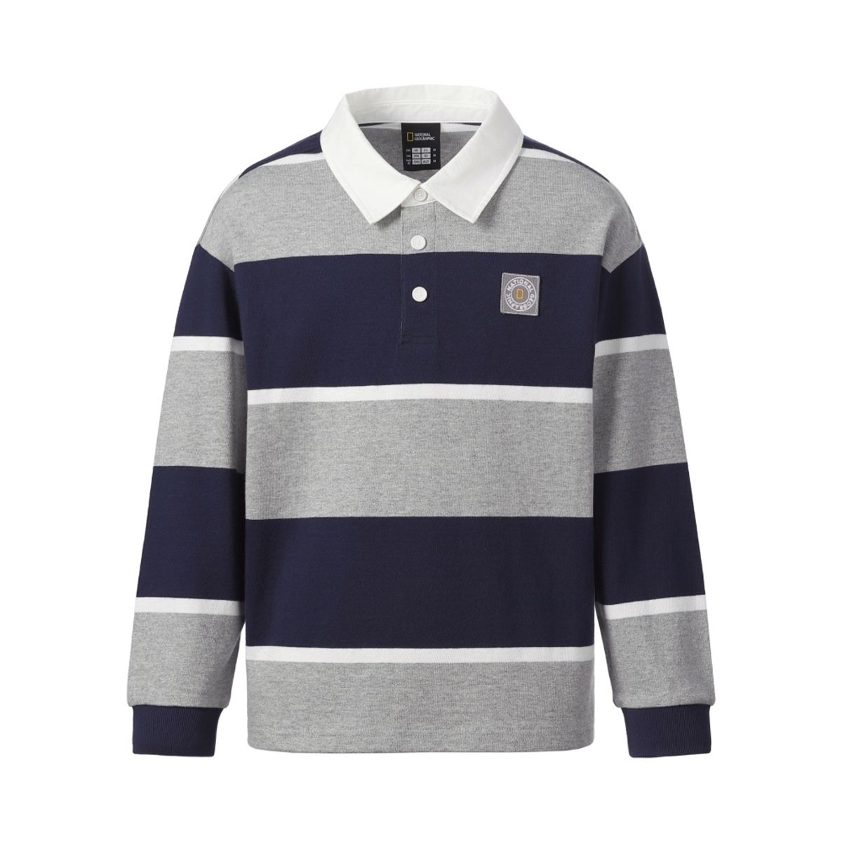 내셔널지오그래픽 키즈(NATIONAL GEOGRAPHIC KIDS) K263UTS950 스트라이프 카라 티셔츠 NAVY