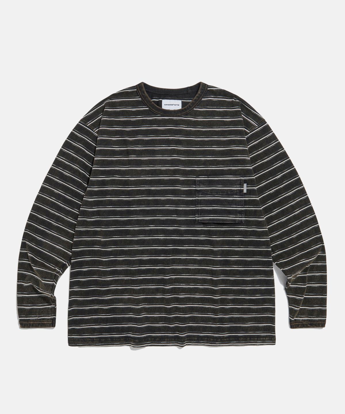 에스피오나지(ESPIONAGE) Vintage Washed Border L/S Tee Black