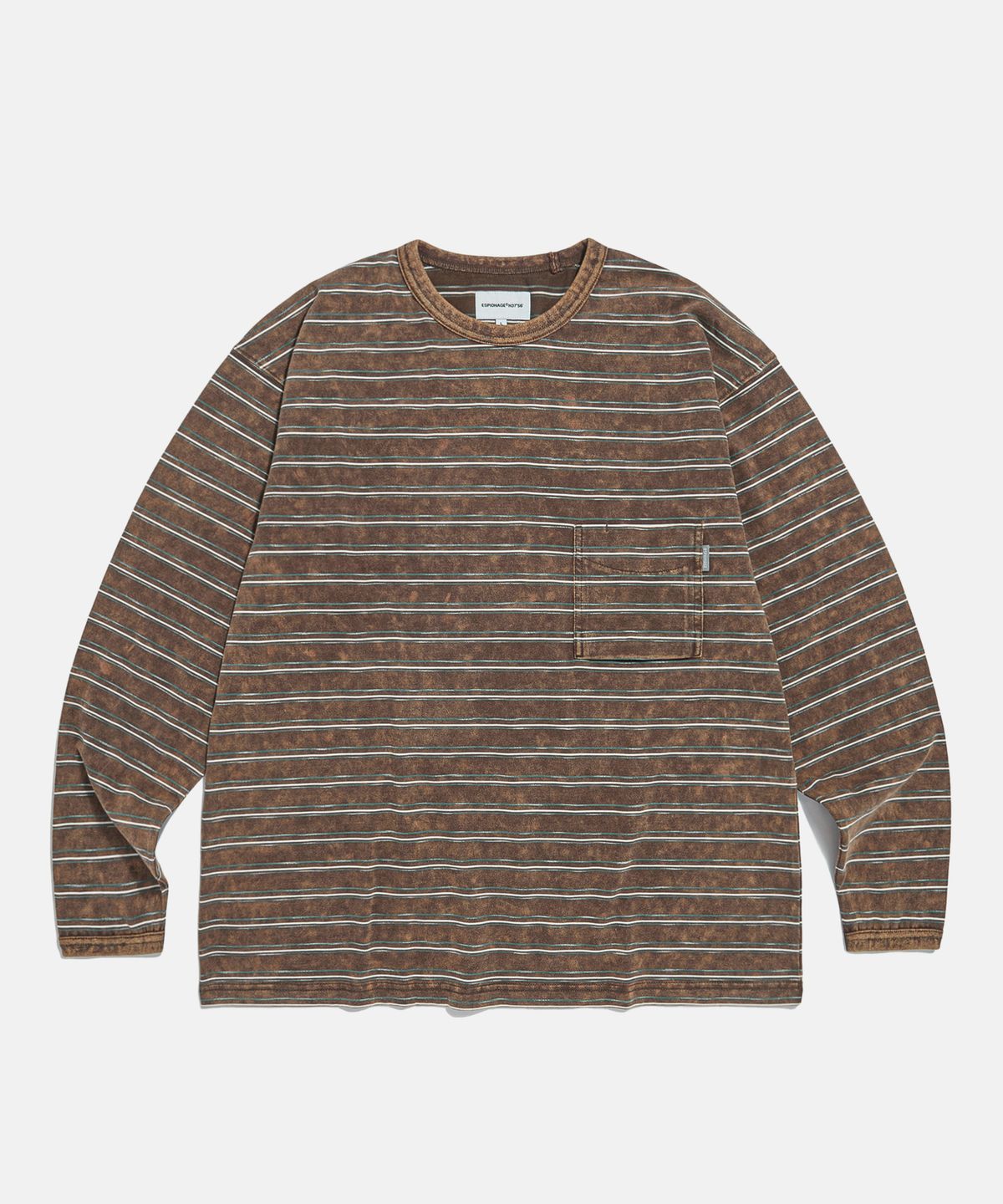 에스피오나지(ESPIONAGE) Vintage Washed Border L/S Tee Brown