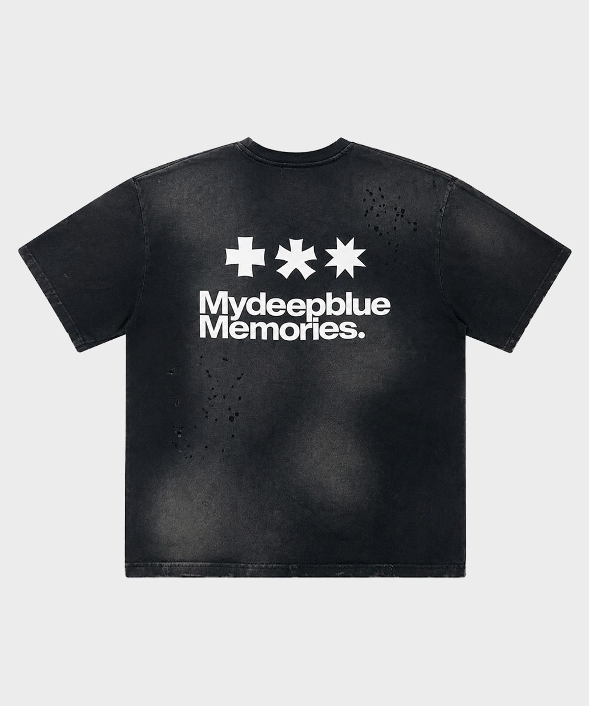 마이딥블루메모리즈(MY DEEP BLUE MEMORIES) MM GRUNGE WASHED PUNCHING T-SHIRTS(BLACK)