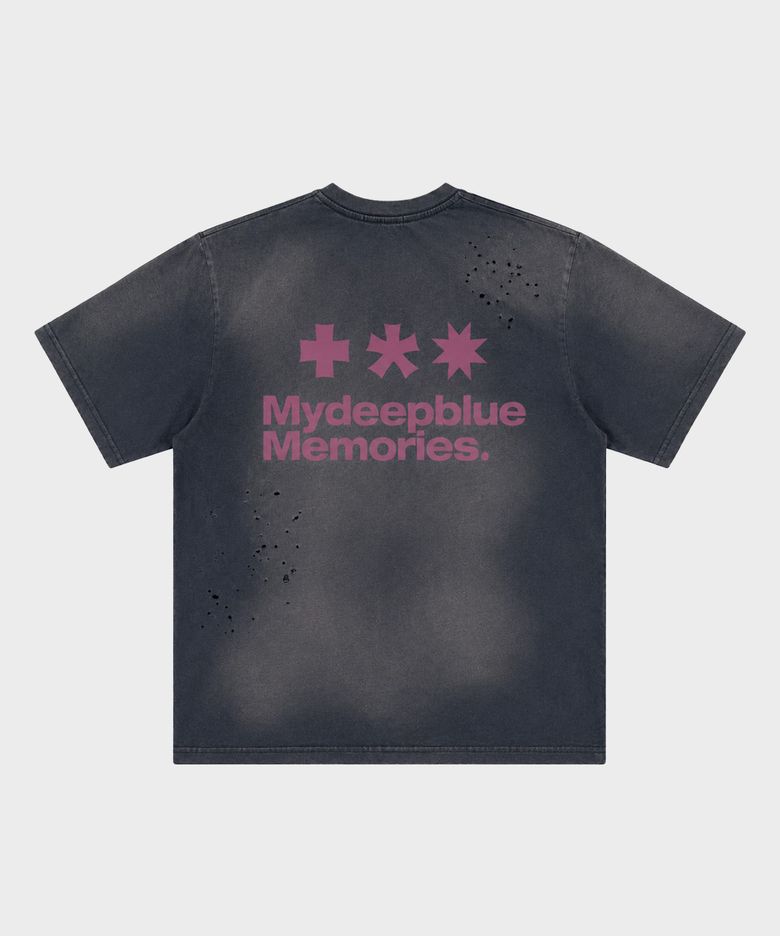 MM GRUNGE WASHED PUNCHING T-SHIRTS(CHARCOAL)