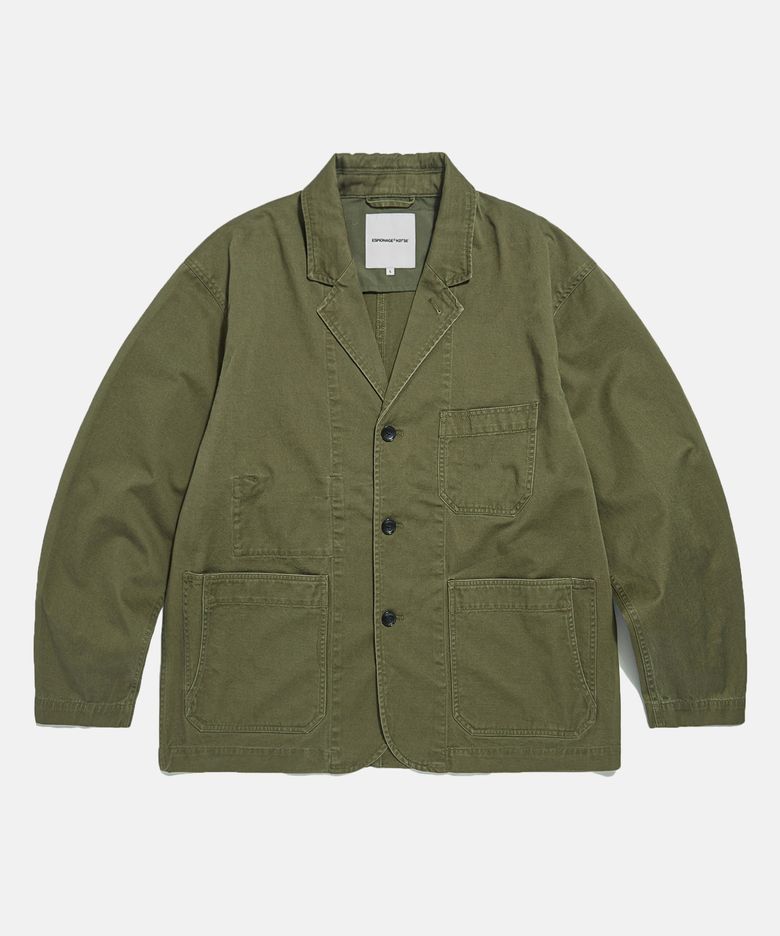 Cotton Notched Jacket Olive