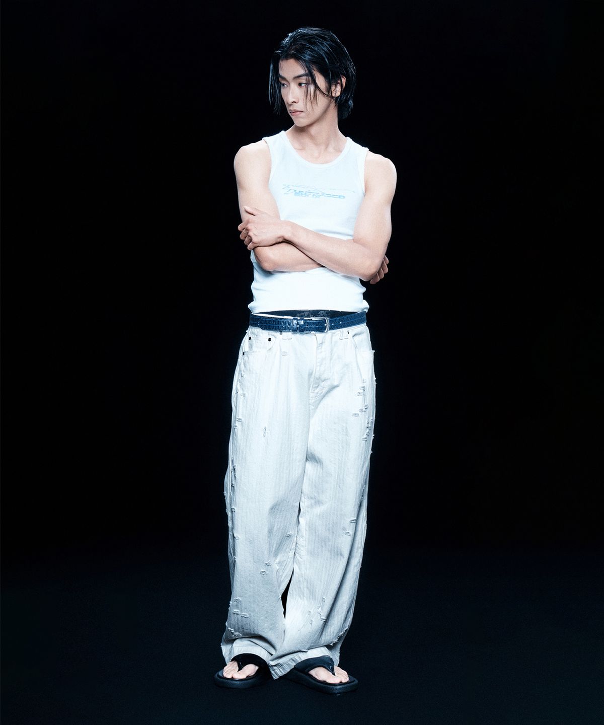 엔드릭스(EDLIX) Pierce Stripe Denim Pants (White)