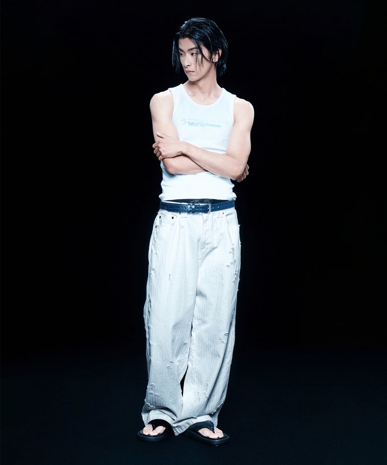 Pierce Stripe Denim Pants (White)