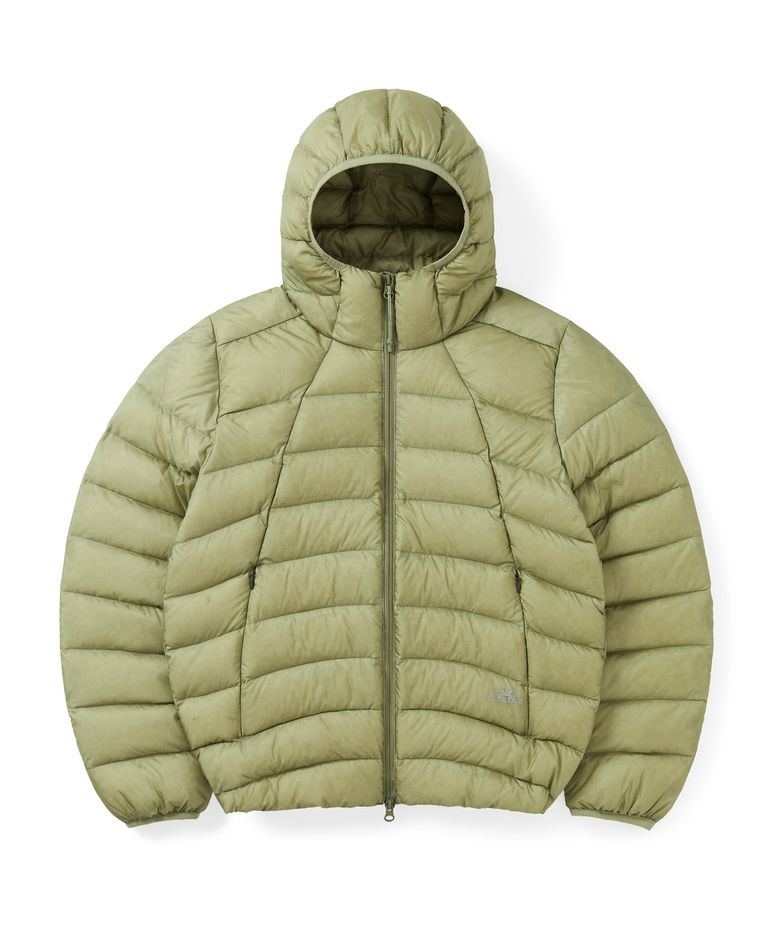 Hooded Fly Light Down Jacket Khaki