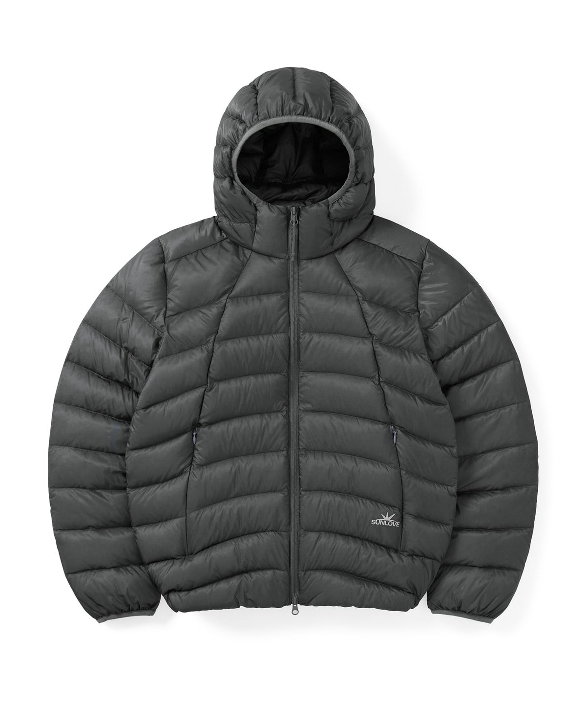 썬러브투어(SUNLOVETOUR) Hooded Fly Light Down Jacket Dark Grey