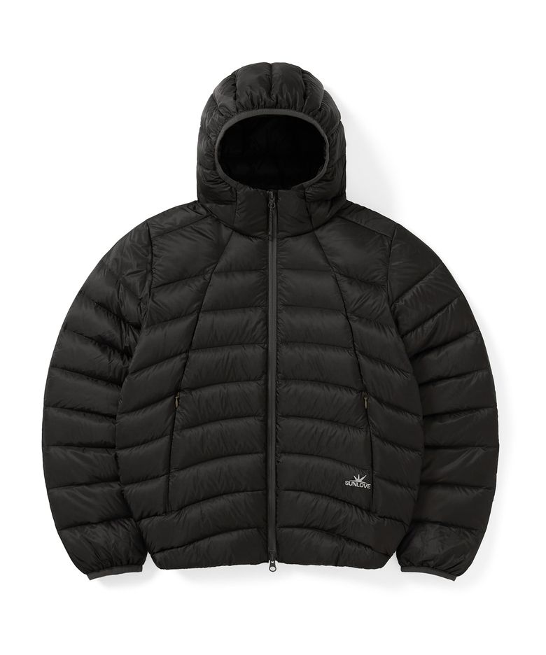 Hooded Fly Light Down Jacket Charcoal