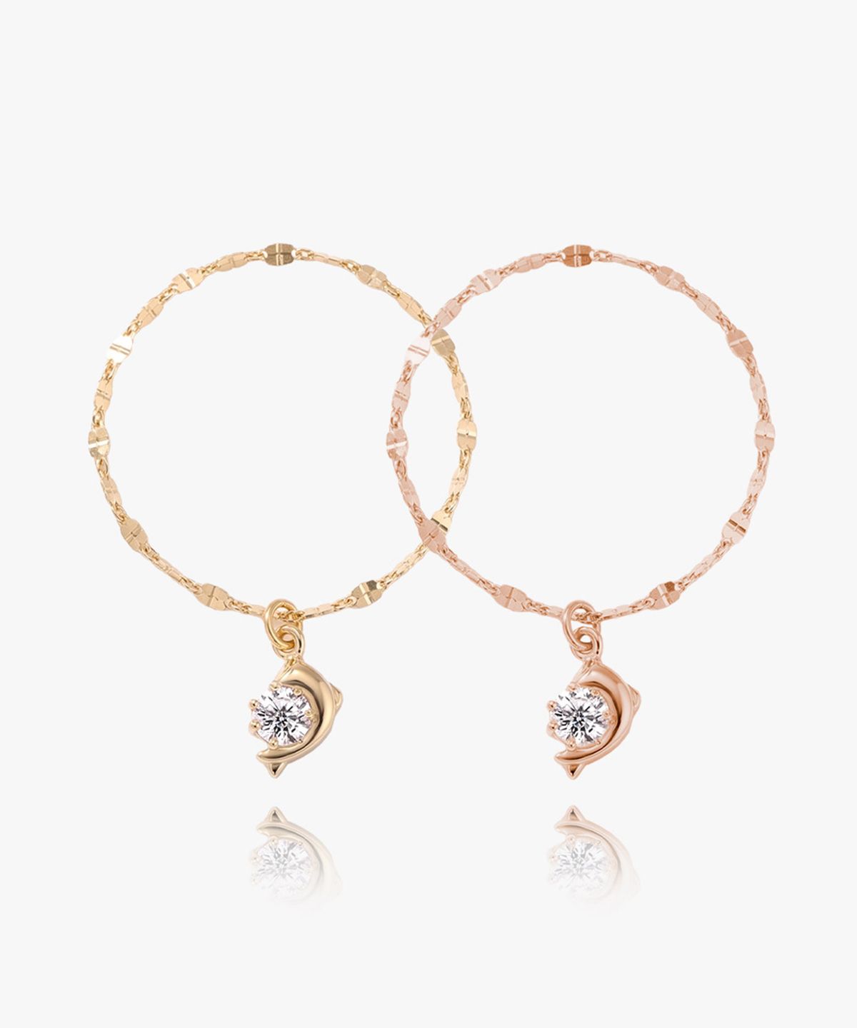 엘렌쥬얼리(HELENE JEWELRY) 14K 18K 돌핀 랩 다이아몬드 클로버 체인 금 반지