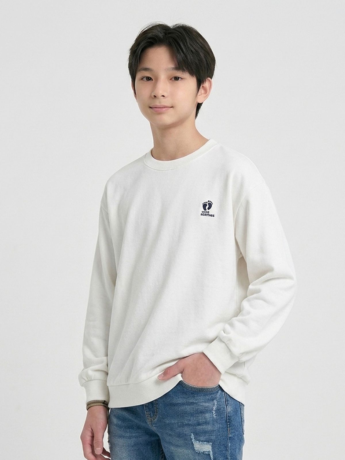행텐 틴즈(HANGTEN TEENS) 틴즈 더블페이스 미니 심볼 프린트 맨투맨_003(14580-031-611-09)