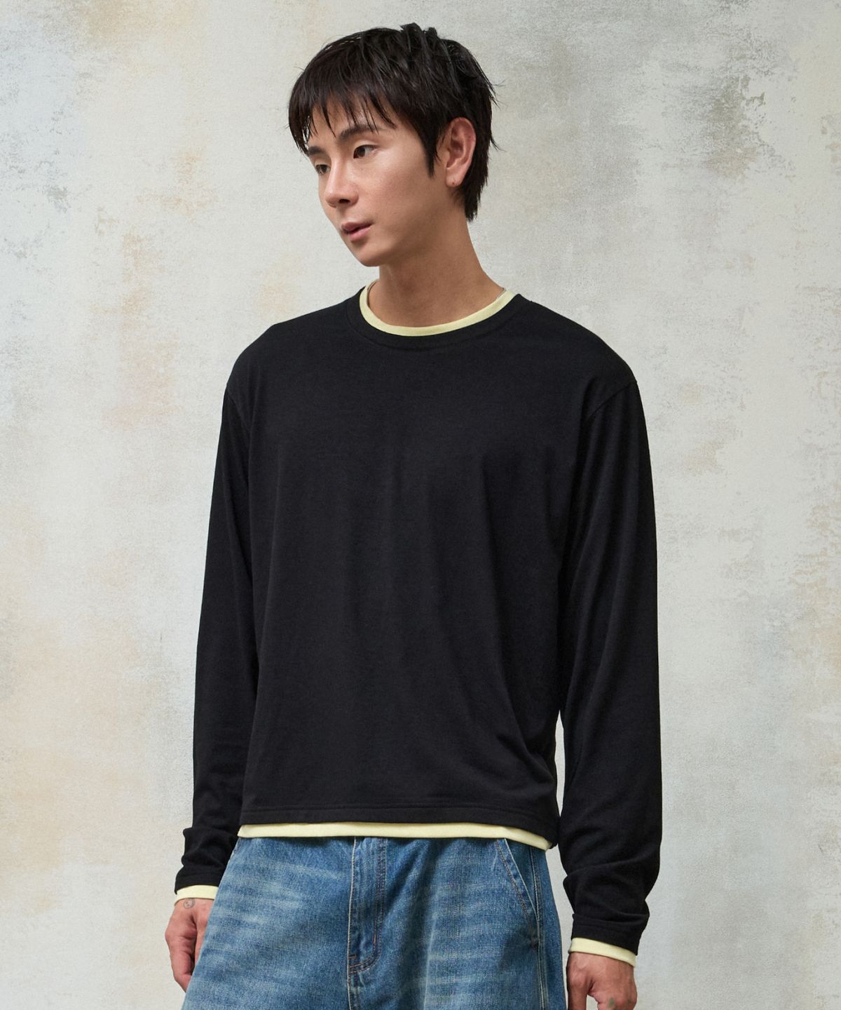 에이지오디(AGOD) 소프트 레이어드 롱 슬리브 [블랙]