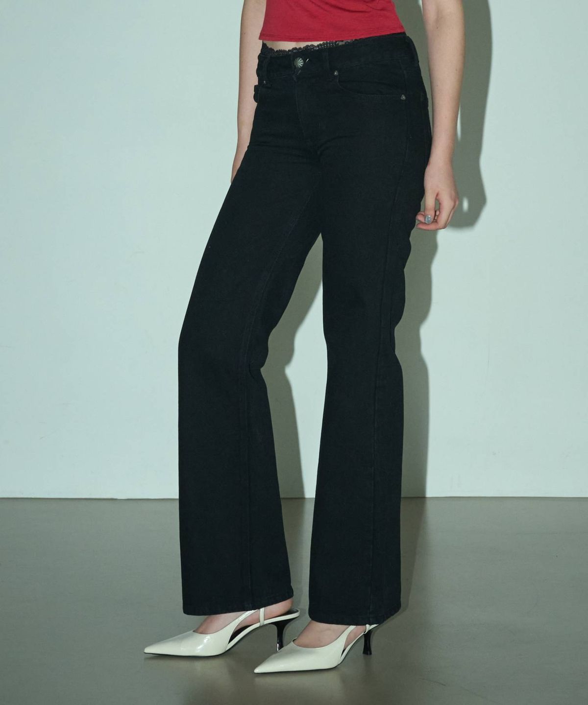 림닉(REEMNIK) RIVETTE VEIN BOOTCUT DENIM PANTS [BLACK]
