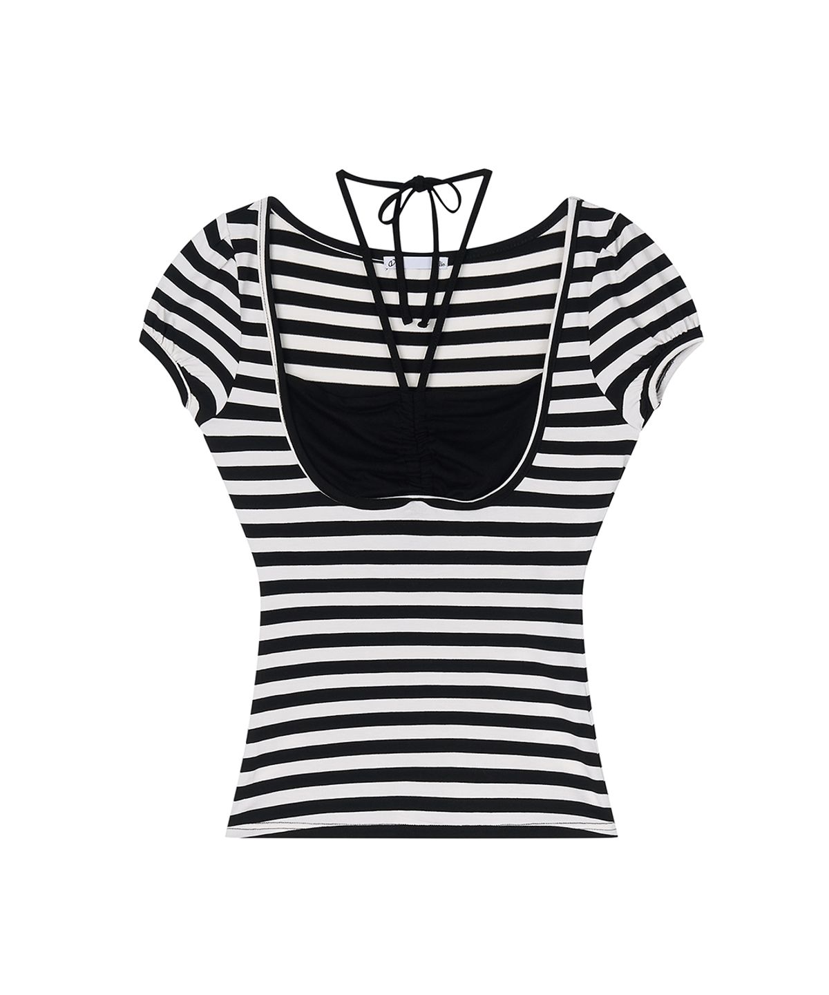 일리오(ILLIO) Black stripe Giselle gathered top (Medium)