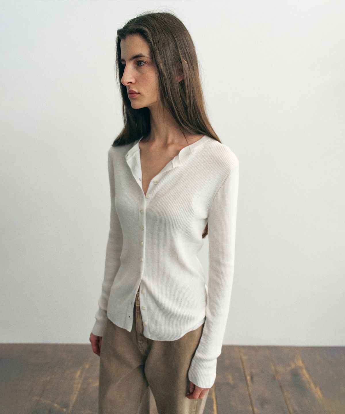 더 릴(THE LILLE) Fine Ribbed Cardigan_Ivory