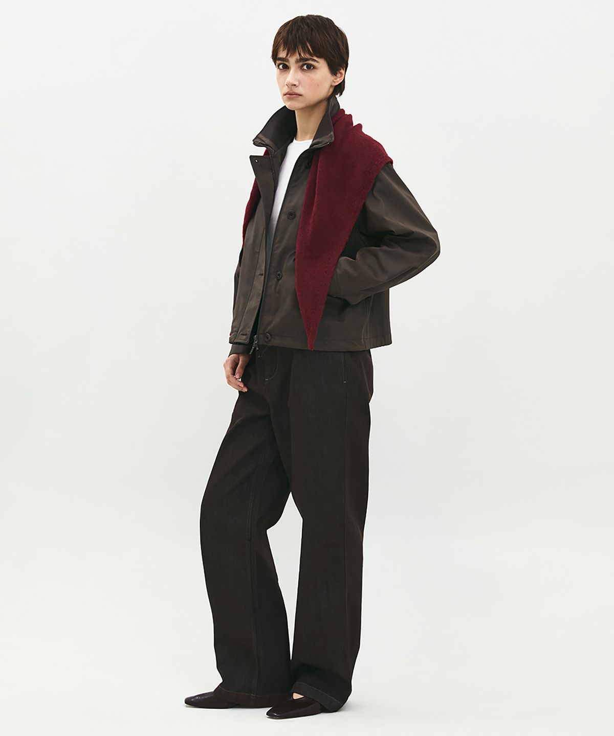 러프사이드 화이트라벨(ROUGH SIDE WHITE LABEL) Hairy Shawl Scarf Crimson Red