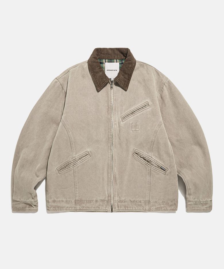 Washed Canvas Blouson Jacket Stone Beige