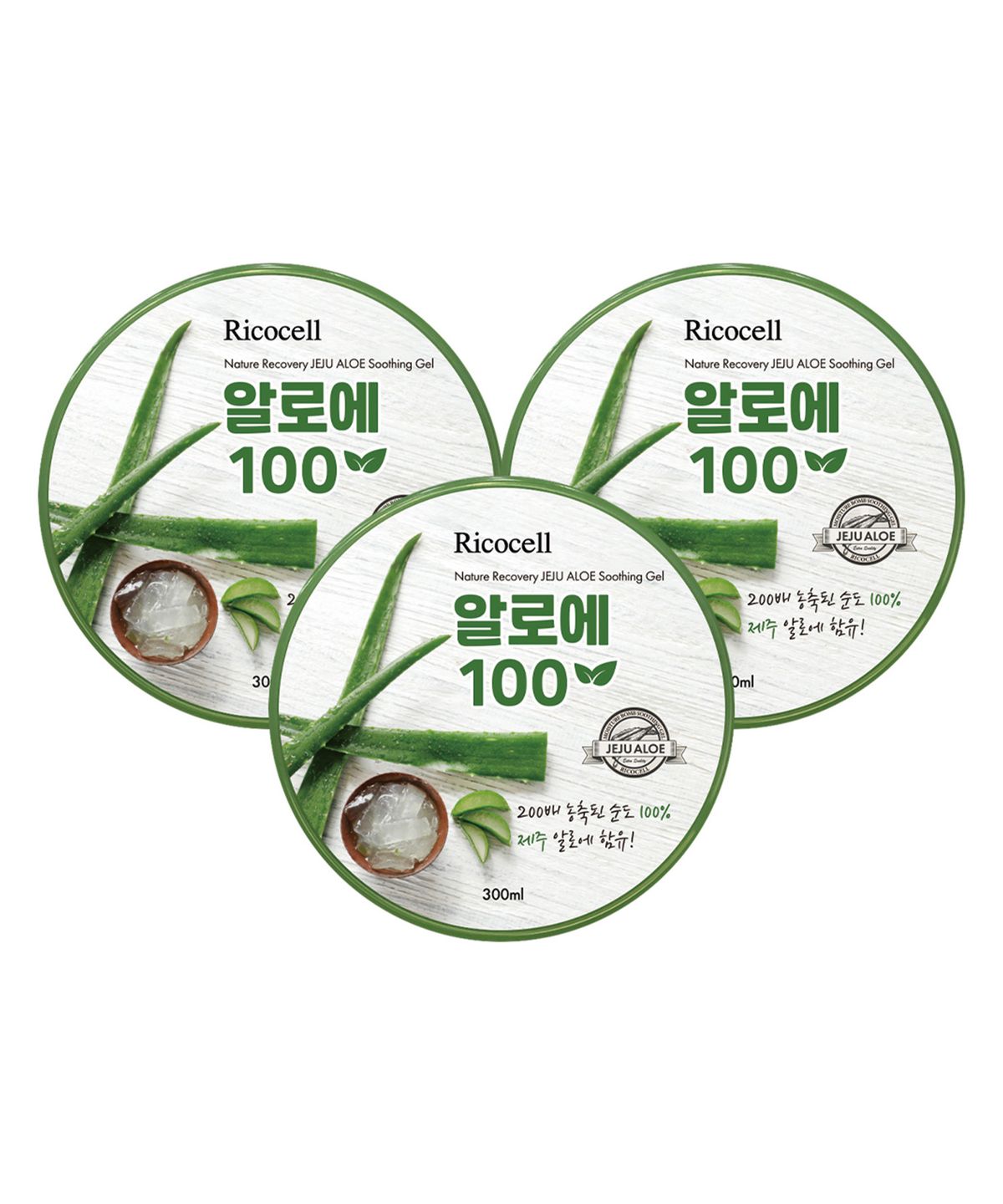 리코셀(RICOCELL) 네이처 리커버리 제주 알로에 수딩젤 300ml 3개