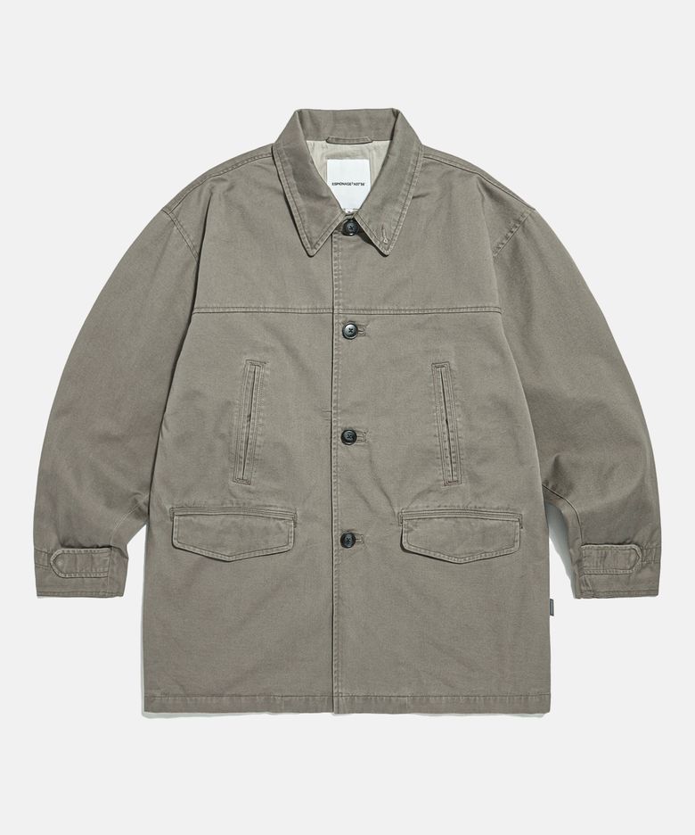 Washed Cotton Car Coat Dark Beige